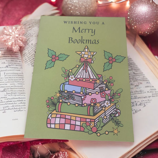 Merry Bookmas Greeting card, Bookish Greeting Card for Book Lovers, Christmas Book Tree