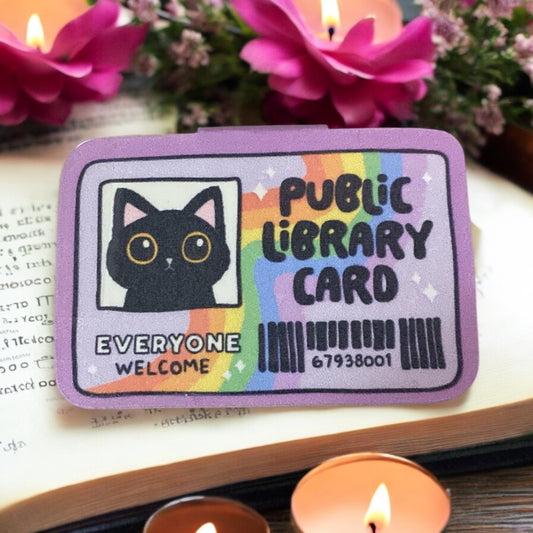 Cat Library card bookmark magnet, book club, book lover, bookmark club